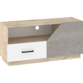   Pax 120 TV-állvány 1 ajtó 1 fiók - Endgrain tölgy - Fehér - Beton szürke