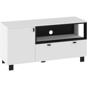 Vegas TV-állvány 1 ajtó 1 fiók - Fehér - Fekete