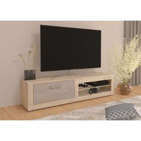   Viki New TV-állvány 1 ajtó - Endgrain tölgy - Beton szürke
