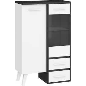 Nordis könyvespolc 2 ajtó 2 fiók - Fekete - Fehér