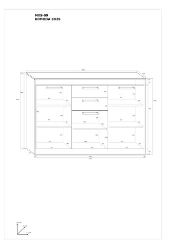 Maximus komód 3 ajtó 2 fiók - Arany tölgy - Fehér tölgy