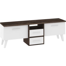 Nordis TV-állvány 2 ajtó 2 fiók - Grange tölgy - Fehér