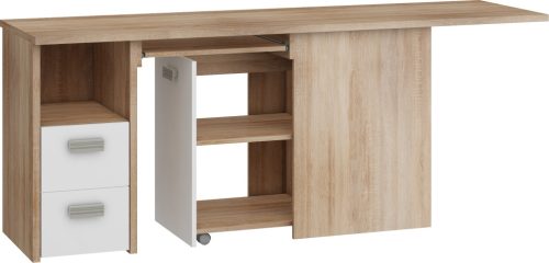 Kitty sarok íróasztal 1 ajtó 2 fiók - Világos Sonoma tölgy - Fehér