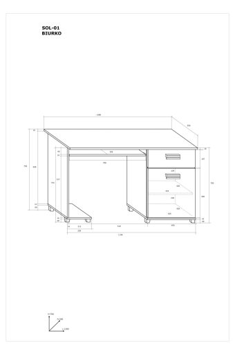 Solo számítógépasztal 1 ajtó 1 fiók - Cremona tölgy - Granada mandula