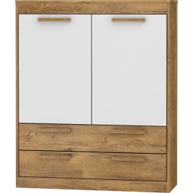   Maximus komód 2 ajtó 2 fiók - Burgundy tölgy - Fényes fehér