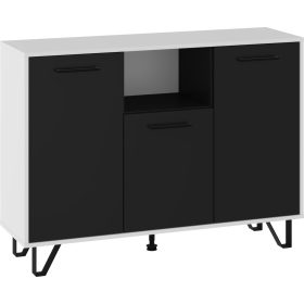 Boss komód 3 ajtó - Fehér - Fényes fekete