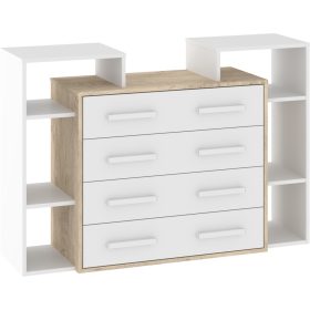 Rio komód 4 fiók - Endgrain tölgy - Fehér