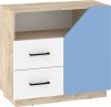 Pax 90 komód 1 ajtó 2 fiók - Endgrain tölgy - Fehér - Világos kék