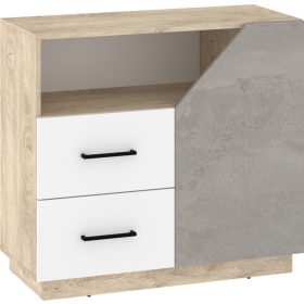   Pax 90 komód 1 ajtó 2 fiók - Endgrain tölgy - Fehér - Beton szürke