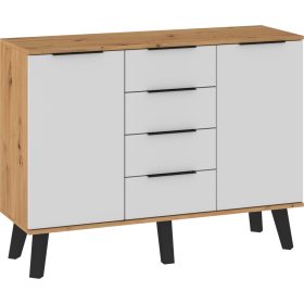 Sven komód 2 ajtó 4 fiók - Artisan tölgy - Fehér