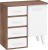 Nordis komód 1 ajtó 4 fiók - Tobacco tölgy - Fehér