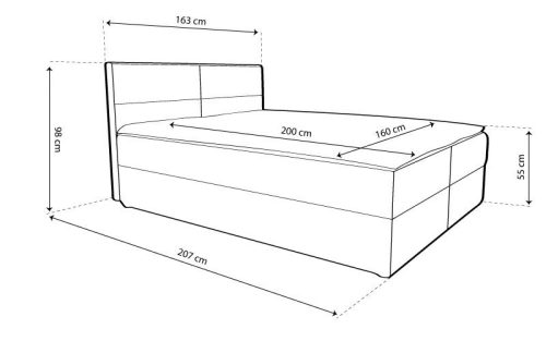 Aramis ágyneműtartós boxspring ágy 160x200 - Sötétszürke