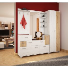   Grand előszoba bútor szekrénnyel - Fehér tölgy - Arany tölgy