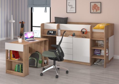 Smile galériaágy jobbos - Világos Sonoma tölgy - Fehér