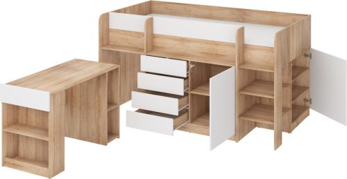 Smile galériaágy jobbos - Világos Sonoma tölgy - Fehér