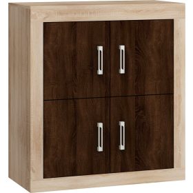   Verin komód 4 ajtó - Világos Sonoma tölgy - Sötét Sonoma tölgy