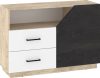 Pax 120 komód 1 ajtó 2 fiók - Endgrain tölgy - Fehér - Beton fekete