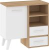 Nordis komód 1 ajtó 2 fiók - Cremona tölgy - Fehér