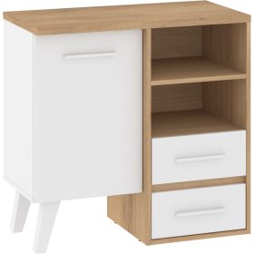 Nordis komód 1 ajtó 2 fiók - Cremona tölgy - Fehér