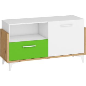   Hey komód 1 ajtó 1 fiók 125N - Artisan tölgy - Fehér - Zöld