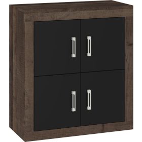 Verin komód 4 ajtó - Grange tölgy - Fényes fekete