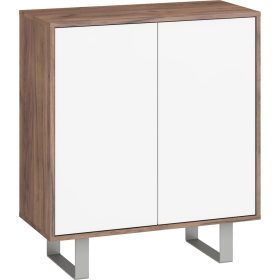 King komód kicsi 2 ajtó - Tobacco tölgy - Fényes fehér