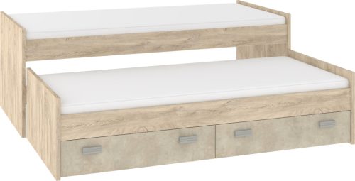Kitty dupla ágykeret 2 ágyneműtartó fiókkal - Endgrain tölgy - Granada mandula