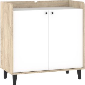 Dolce komód 2 ajtó - Endgrain tölgy - Fényes fehér