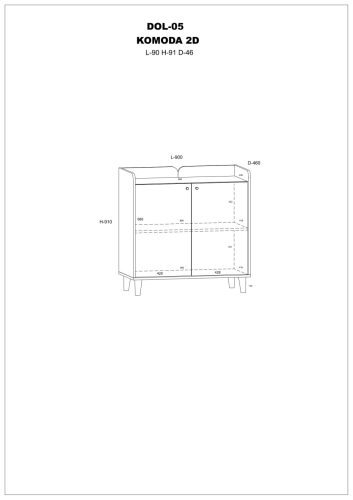 Dolce komód 2 ajtó - Endgrain tölgy - Fényes fehér