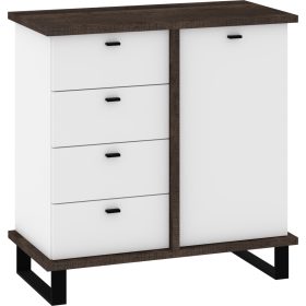 Cross komód 1 ajtó 4 fiók - Grange tölgy - Fehér