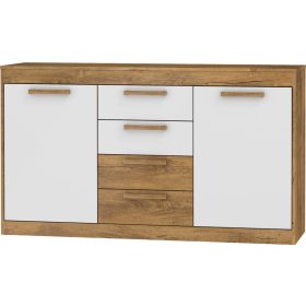   Maximus komód 2 ajtó 4 fiók - Burgundy tölgy - Fényes fehér