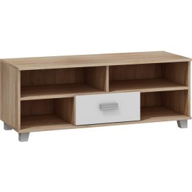   Solo TV-állvány 1 fiók - Világos Sonoma tölgy - Fényes fehér