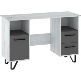 Boss íróasztal 1 ajtó 2 fiók - Fehér tölgy - Szürke