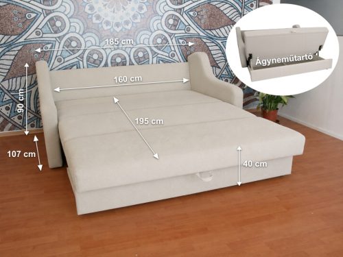 Houston kattanós kanapéágy ágyneműtartóval - Natúr