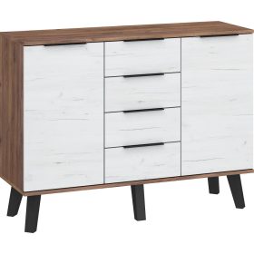 Sven komód 2 ajtó 4 fiók - Tobacco tölgy - Fehér tölgy