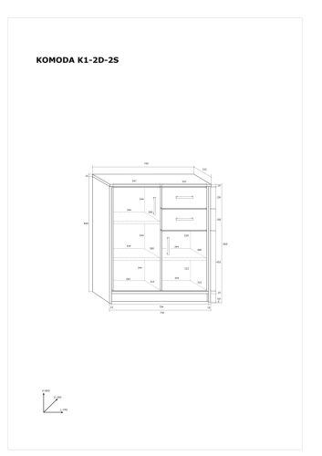 Komód 2 ajtó 2 fiók K1-2D-2S - Grange tölgy