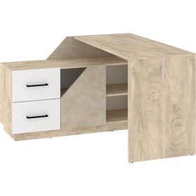   Pax 120L sarok íróasztal kombináció balos - Endgrain tölgy - Fehér - Granada mandula