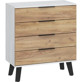 Sven komód 4 fiók - Fehér tölgy - Arany tölgy