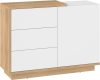 Hybrid komód 1 ajtó 3 fiók - Cremona tölgy - Fényes fehér