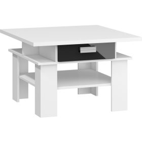 Solo dohányzóasztal 2 fiók - Fehér - Fényes fekete