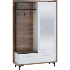   Box tükrös előszoba szekrény 3 ajtó - Tobacco tölgy - Fehér - Fekete