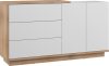 Hybrid komód 2 ajtó 3 fiók - Világos Sonoma tölgy - Fényes fehér