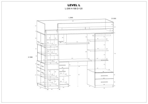 Level galériaágy balos - Világos Sonoma tölgy - Fehér