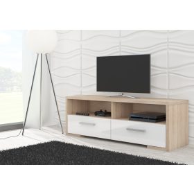   Roma TV-állvány 2 ajtó - Világos Sonoma tölgy - Fényes fehér