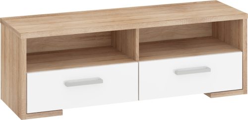Roma TV-állvány 2 ajtó - Világos Sonoma tölgy - Fényes fehér