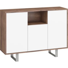 King komód nagy 3 ajtó - Tobacco tölgy - Fényes fehér