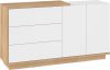 Hybrid komód 2 ajtó 3 fiók - Cremona tölgy - Fényes fehér