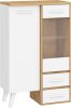 Nordis könyvespolc 2 ajtó 2 fiók - Artisan tölgy - Fehér