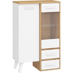   Nordis könyvespolc 2 ajtó 2 fiók - Artisan tölgy - Fehér