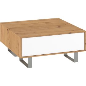 King dohányzóasztal - Artisan tölgy - Fényes fehér